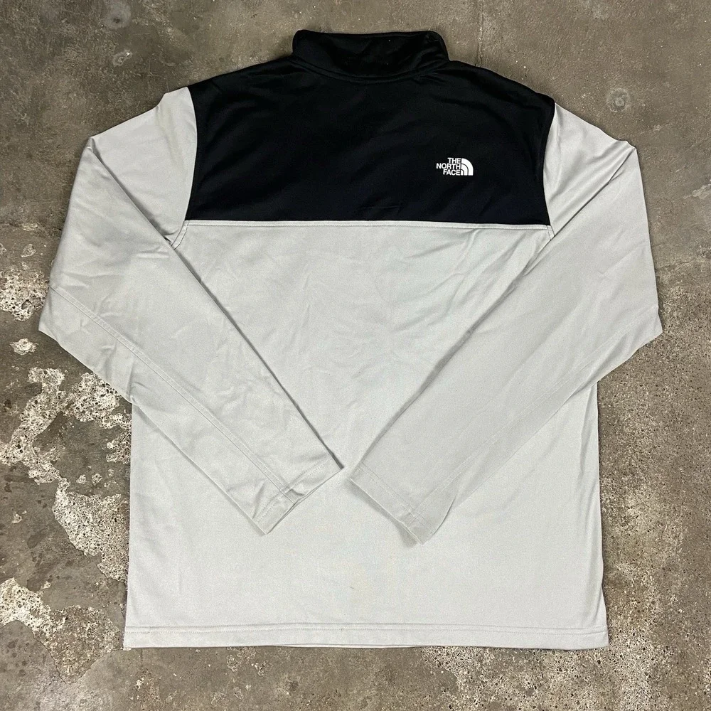 The North Face 1/4 Zip‎ Size Large Black Gray Long Sleeve Colorblock Mock Neck